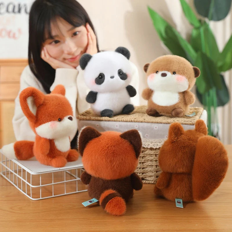 Cute Sitting Animals Red Panda Fox Sloth Cat Soft Plush Dolls Stuffed Capybara Pig Plushie Baby Toys Gifts For Children