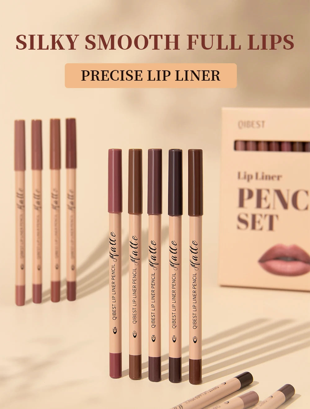 12Color Matte Lipstick Lipliner Set Nude Soft Matte Lip Liner Set Non-Drying Waterproof Plumping Outline The Lips Contour Makeup