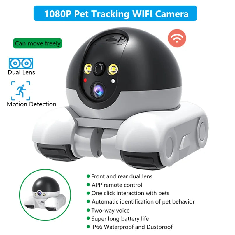 1080P Pet Tracking WIFI Camera Home Security Protection Surveillance Camera Mobile APP Remote Control Baby Pet Monitor Robot Cam