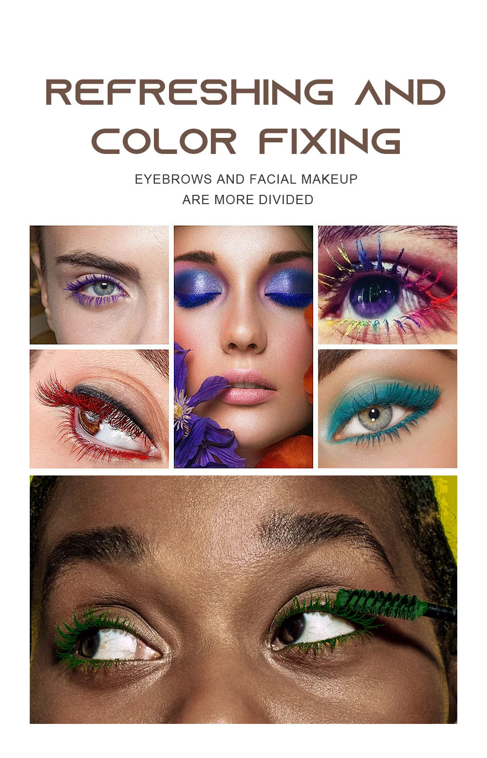 6 Color/Set Colored Mascara Cream Blue Green Lasting Waterproof Mascara Curling Eyelashes Thick Curl 3D Non-smudding Mascara