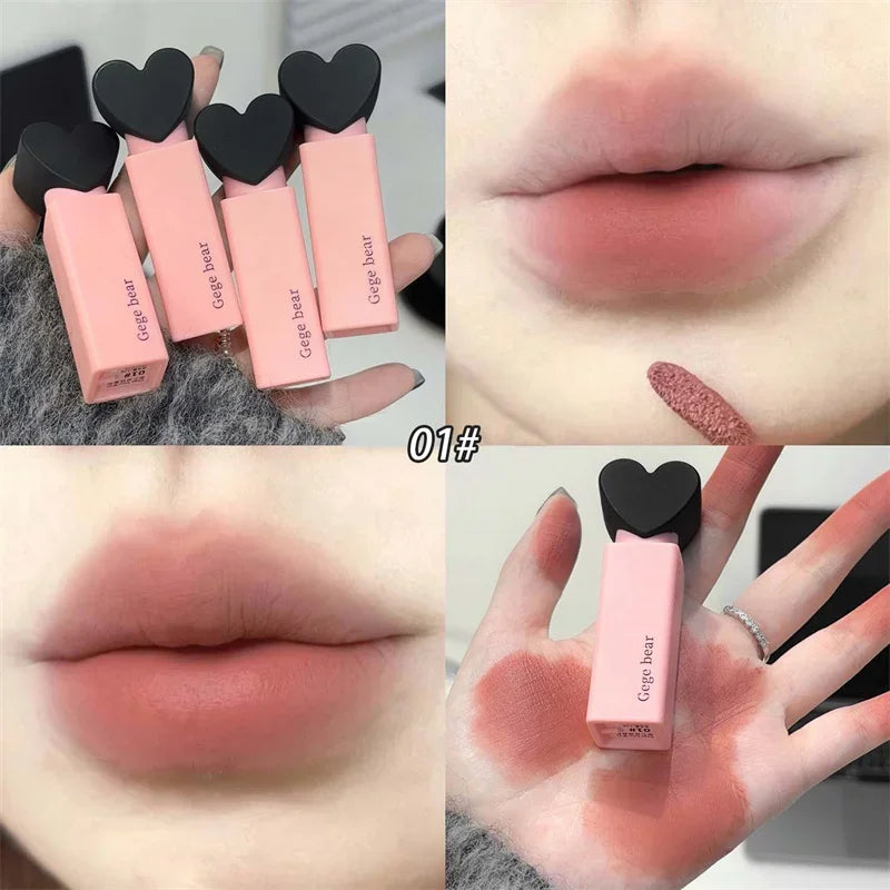 Dream Love Heart Lipstick Velvet Matte Lip Mud Clay Lip Gloss Liquid Lip Tint Cream Pigment Long Lasting Silky Lips Cosmetics