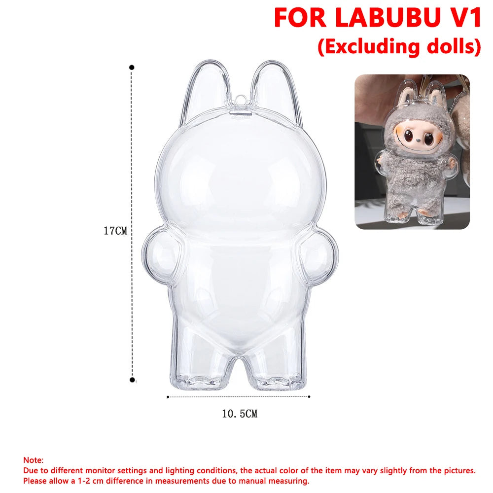For Labubu Transparent Protective Cover For Labubu V1/V2/V3 Portable Storage Case Dust Display Bag Organizer Doll Accessories