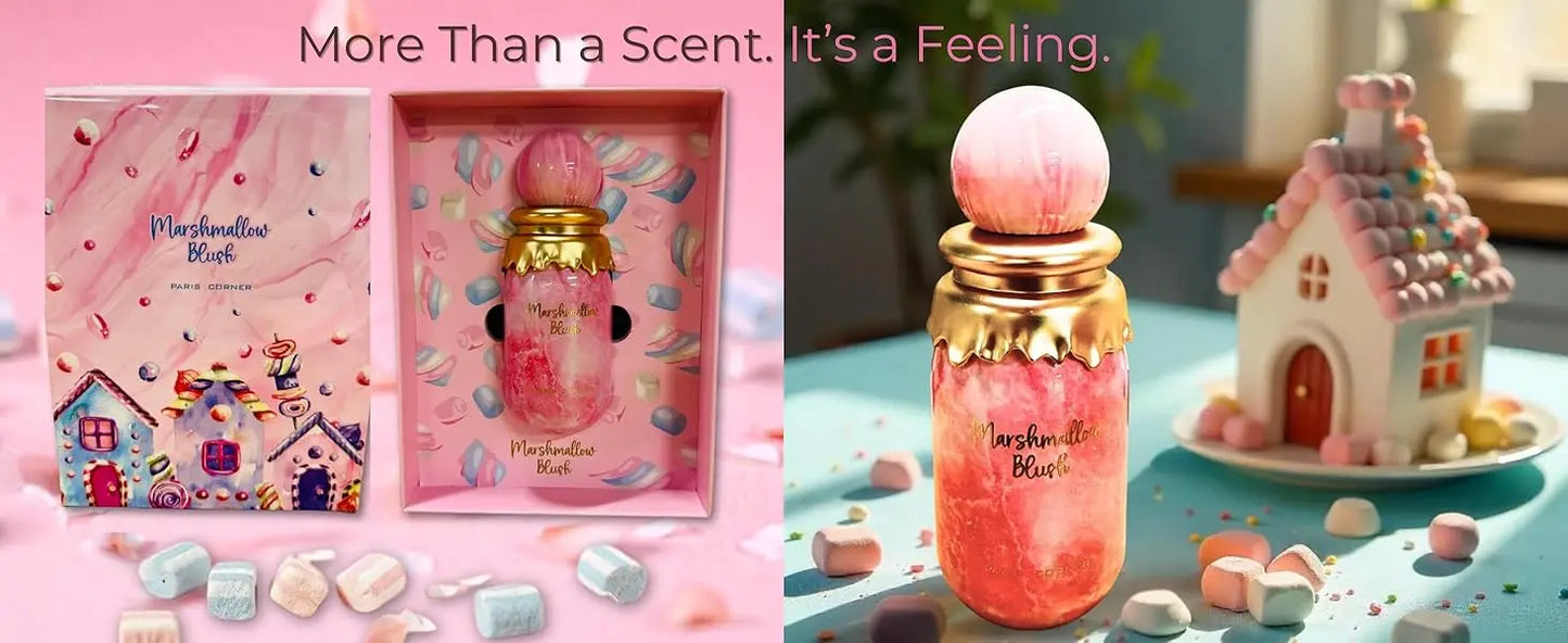 Paris Corner Marshmallow Blush EDP 3.4 Fl Oz | A Unique Gourmand Marshmallow Strawberry Perfume for Women | Long-Lasting