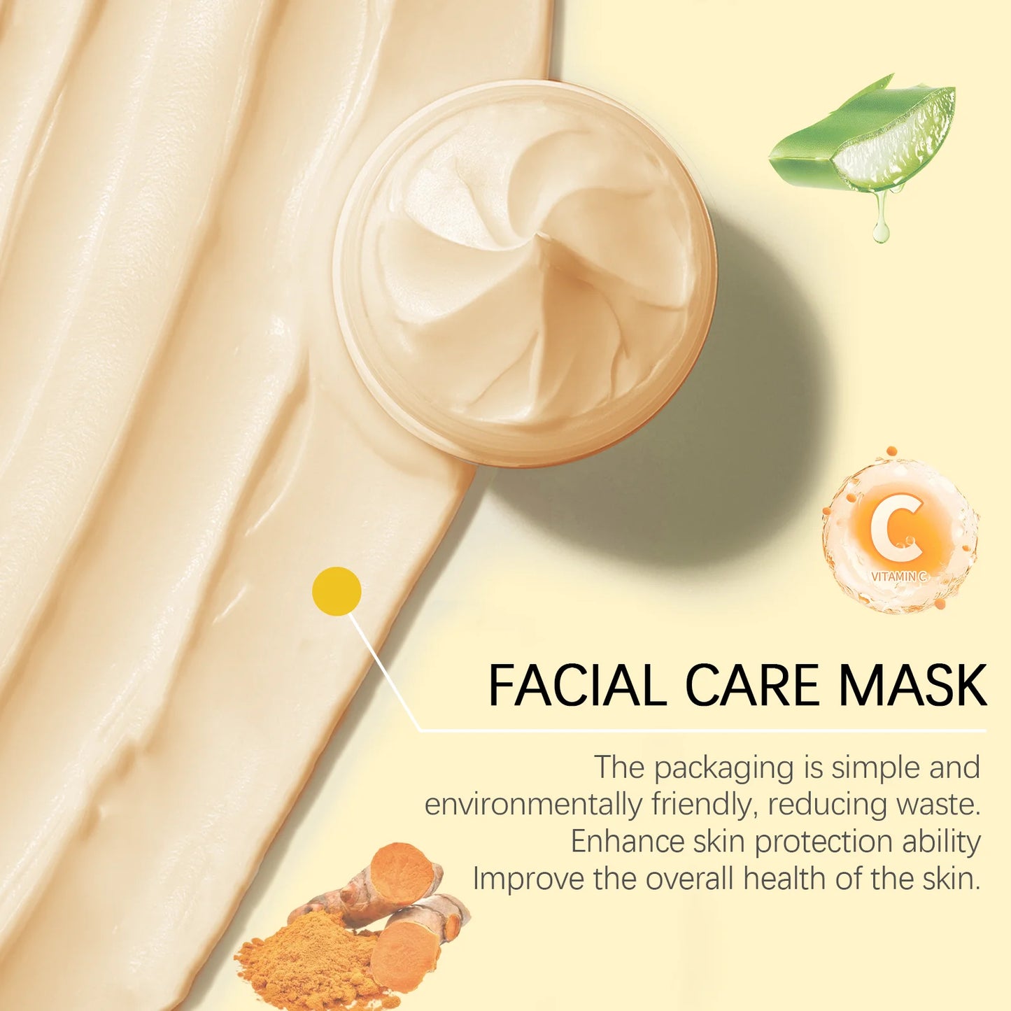 Turmeric Vitamin C Clay Mask Deep Cleansing Dull Skin Brighten Refining Pores Oil Control Dark Spot Remover Face Masks Skincare