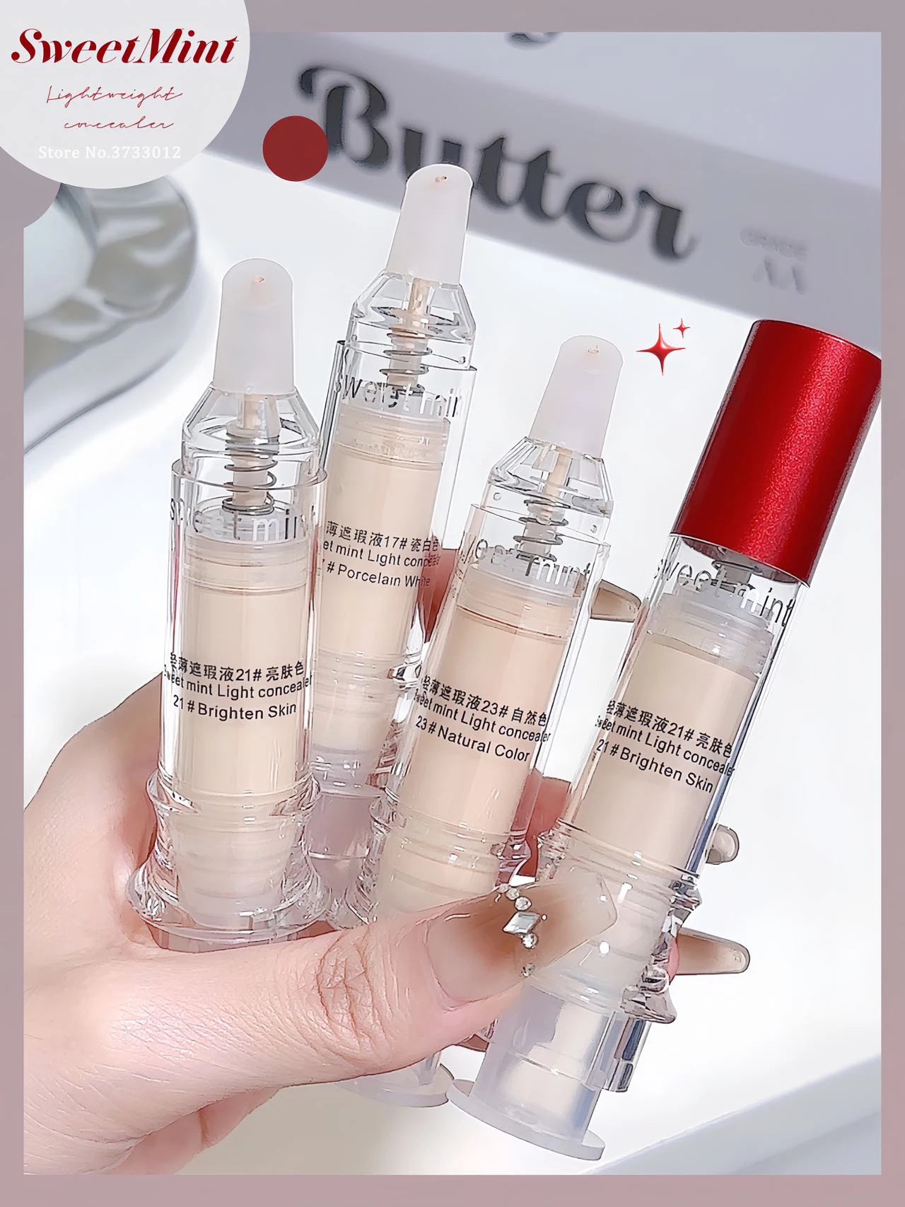 Porcelain White Light Concealer Pen Full Coverage Cover Dark Circles Acne Pores Press Concealer Matte Foundation Cream Cosmetic