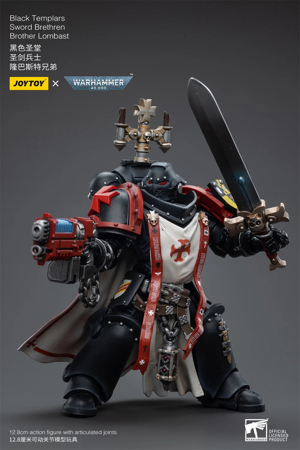 JOYTOY Warhammer 40K 1/18 Black Templar Legion Emperor Marshal Crusader Sword Brotherhood Mobile 12cm Action Body Soldier Model
