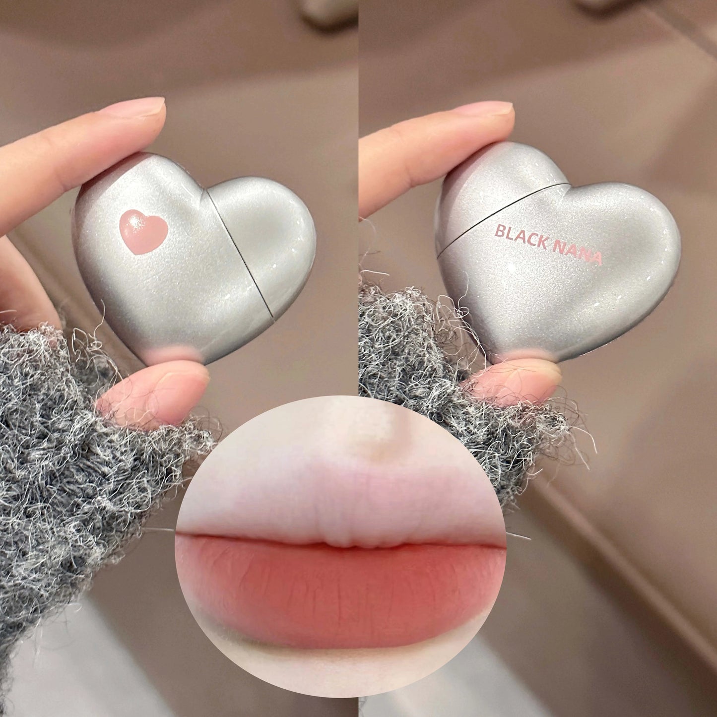 Black Silver Heart Lipstick Velvet Matte Lip Mud Clay Lip Gloss Liquid Lip Tint Cream Pigment Long Lasting Silky Lips Cosmetics