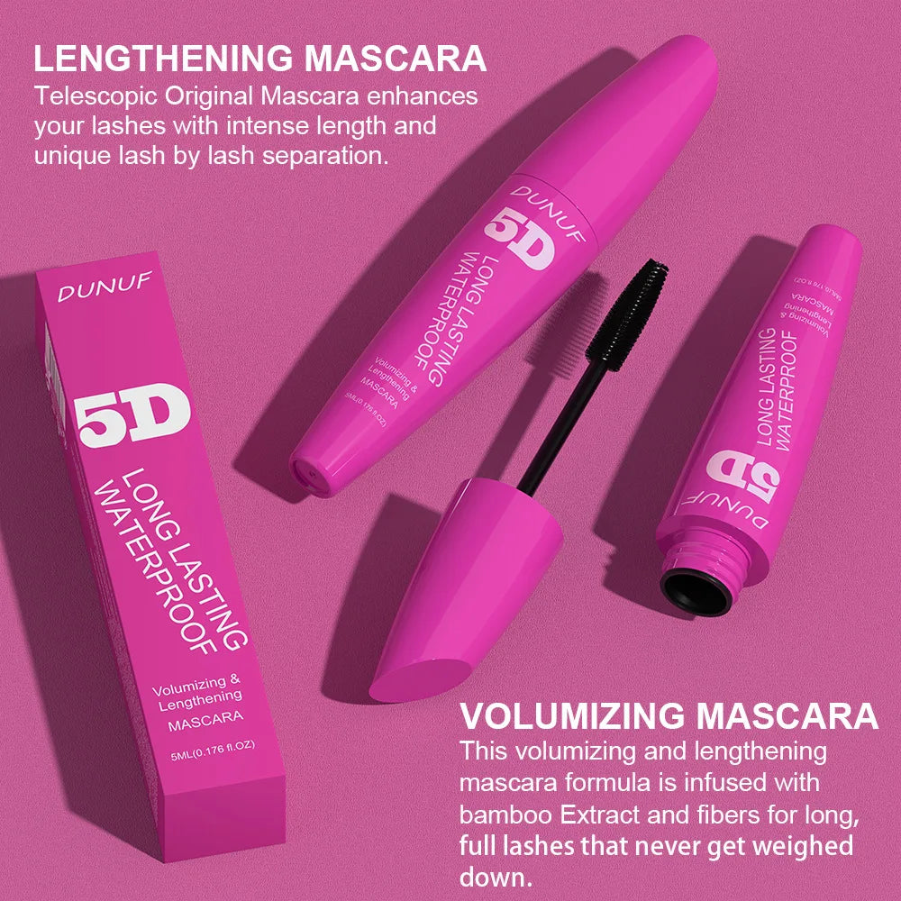 5D Waterproof Mascara Cream Thick Slender 24h Volumizing Lash Makeup Eyelash Curling Lengthening Lasting Eyelash Cream