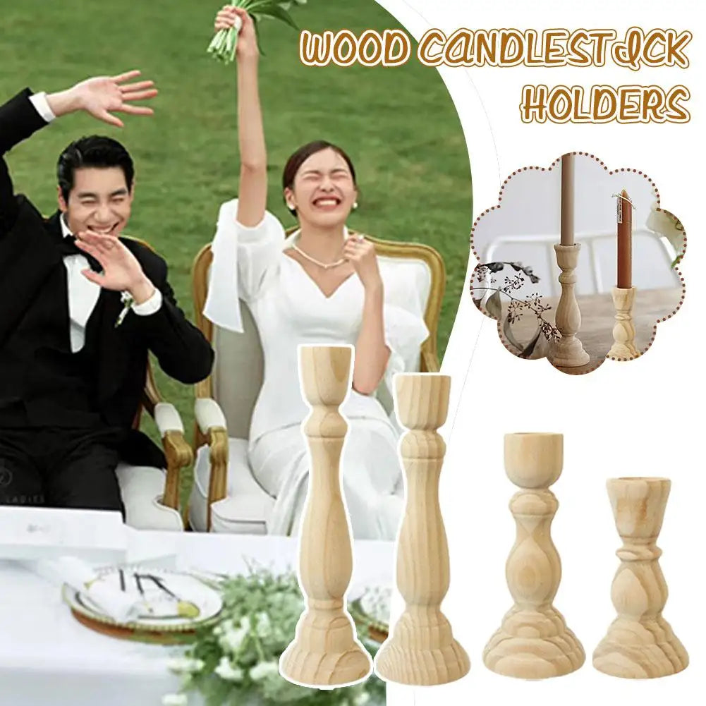 Wooden Candle Holder For Wedding Decorations Retro Wood Classic Candlestick andle Stand Party Living Room Home Decoration