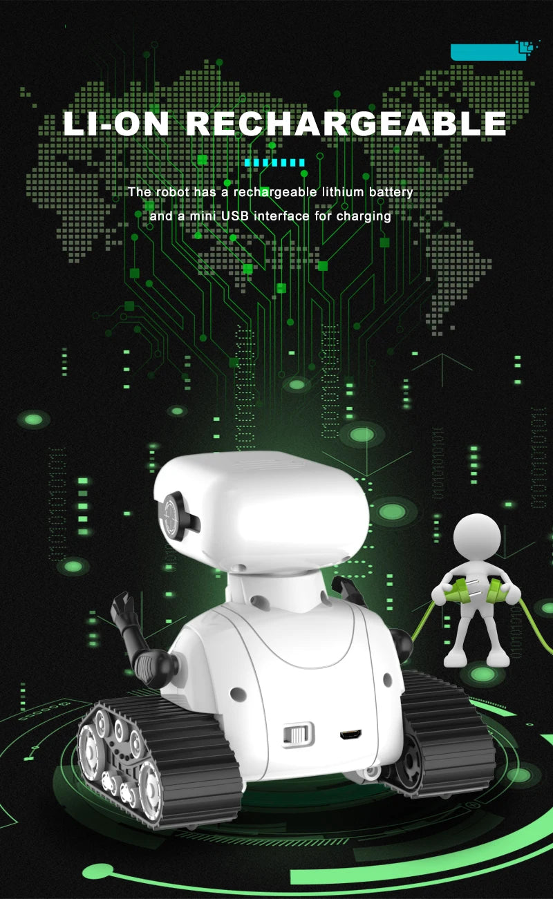 Ebo Robot Toys Rechargeable RC Robot For Kids Boys And Girls Remote Control Toy With Music And LED Eyes Gift For Children's