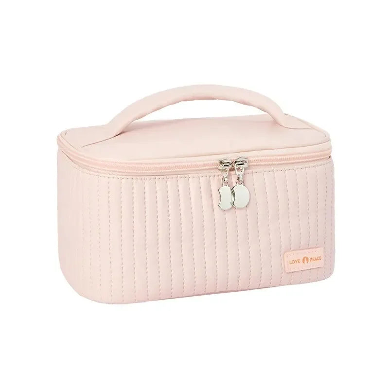 Makeup Bags for Women Travel Toiletry Cute Cases Bag Portable Solid Color Makeup Organizer Box Cosmetic Bag Neceser PU Leather