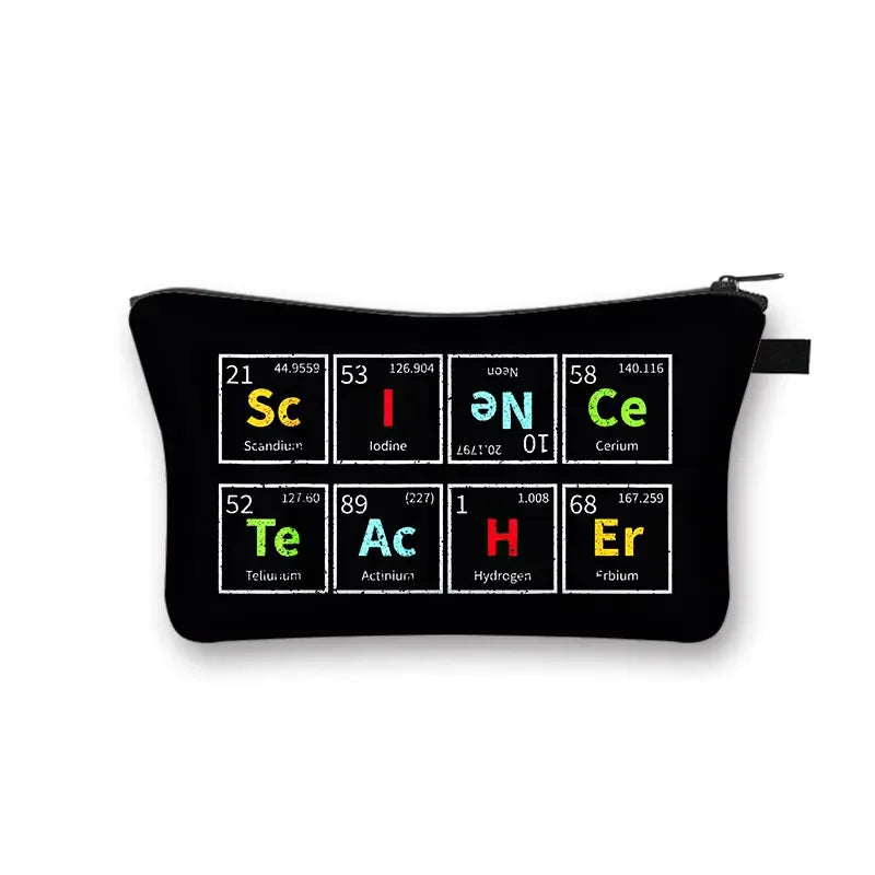 Periodic Table of Elements Print Cosmetic Case Science Chemistry Makeup Storage Pouch Beauty Bag Napkin Bag Lipstick Bag Gift