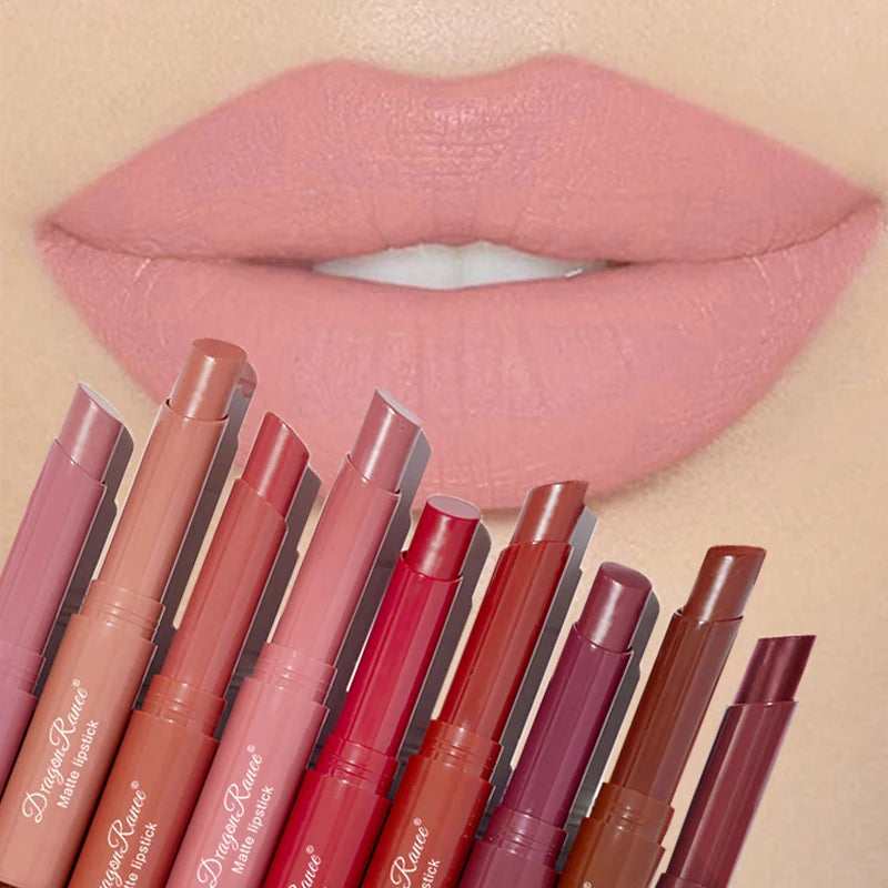 Nude Matte Lipstick Waterproof Nude Pink Lip Sticks Not Fading Sexy Red Velvet Lipsticks for Women Make Up Lasting Lip Cosmetics