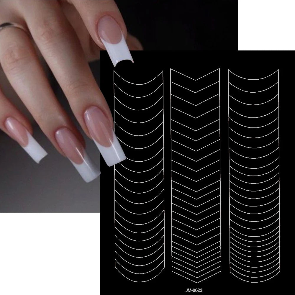 3D Airbrush Stencils Nail Stickers for French Tips Self-adhesive Wavy Lines Strips Nail Decals French Tips Guide Tool Nail Decor