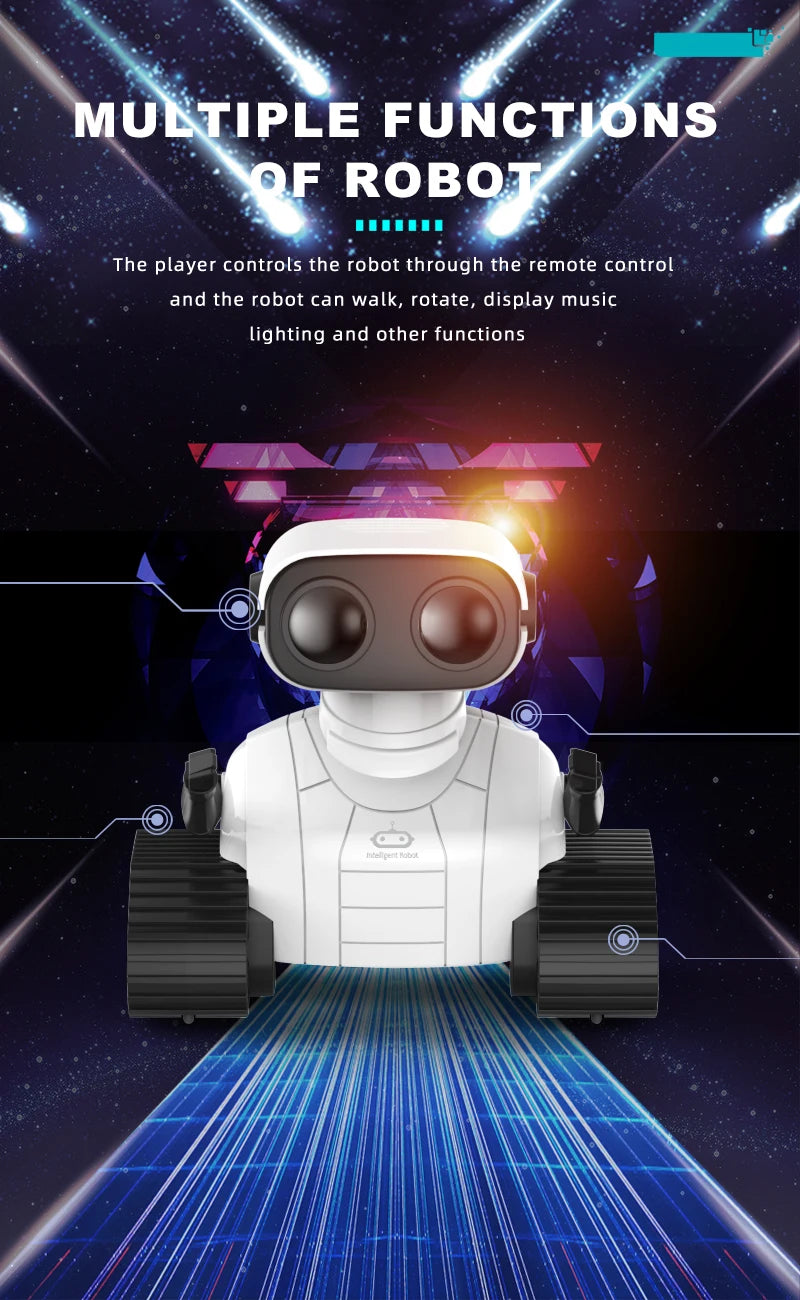 Ebo Robot Toys Rechargeable RC Robot For Kids Boys And Girls Remote Control Toy With Music And LED Eyes Gift For Children's