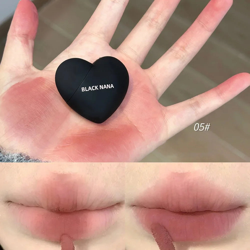 Velvet Matte Lipstick Lip Mud Black Silver Heart Lip Gloss Lips Palette Nude Waterproof Lasting Lips Tint Mini Cosmetics Makeup
