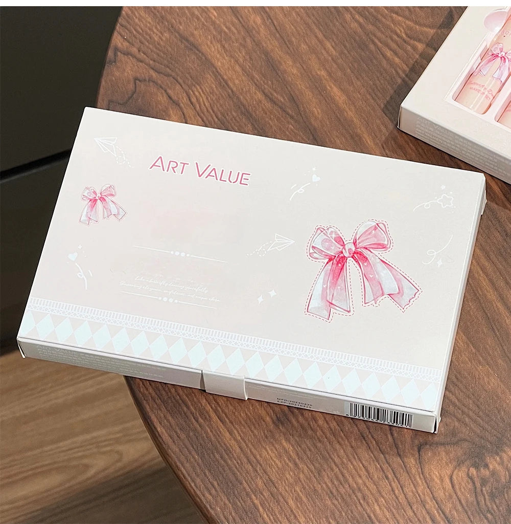 6Pcs/Box Matte Lipstick Set Lips Makeup Velvet Nude Lip Gloss Moisturizing Lip Glaze Face Blush Palette Makeup Set Necklace Gift