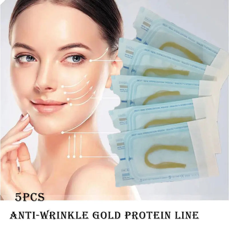 5Bags/60Pcs Absorbable Anti-wrinkle Face Filler Women Beauty Care Skin Collagen Based Protein Thread Gold Protein Line Skin Care