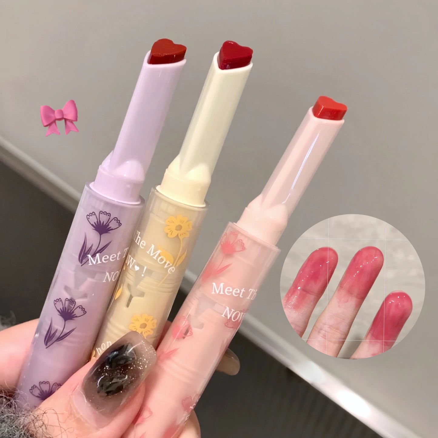 Jelly Heart Lipstick Gogo Little Bear Flower Language Secret Meaning Moisturizing and Hydrating Color Lipstick Pen