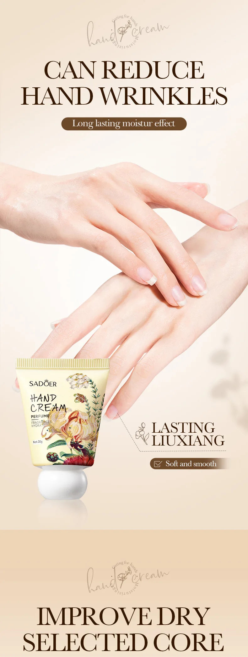 30g Garden perfume Hand Cream Plant Extract Moisturizing Flowers Nutrients Dry Crakced Repair Soft Whitening Oil Control Rose