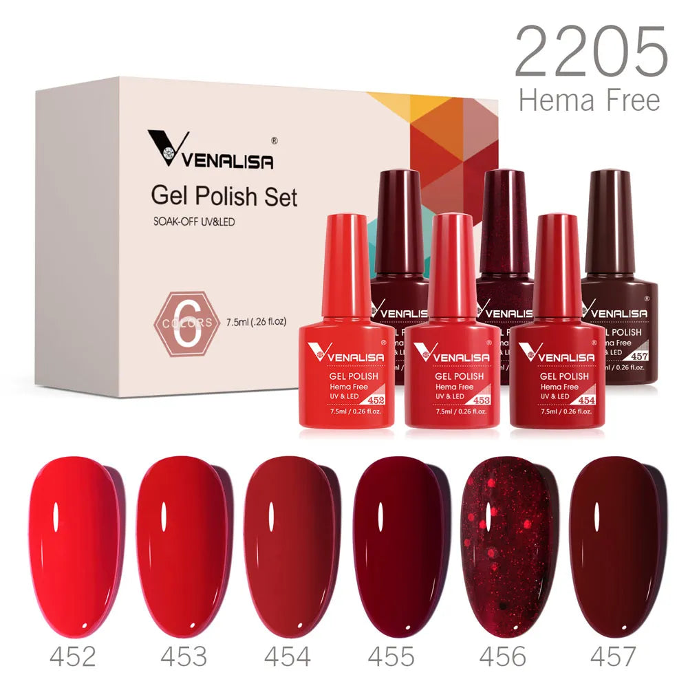 Venalisa Nail Gel Polish Fall Nails HEMA/TPO FREE Winter Christmas Color Kit Soak off UV LED Semi Permanent Nail Gel 6pcs Kit
