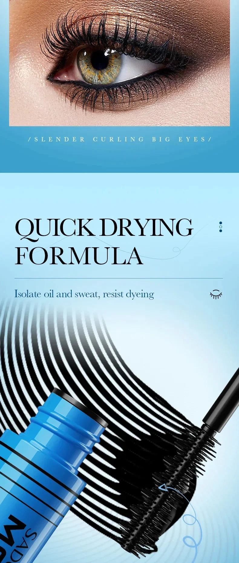 5D Waterproof Mascara Lengthening Eyelashes Women's Make-Up Waterproof Mascara Black Silk Fibre Mascara Korean Cosmetics New