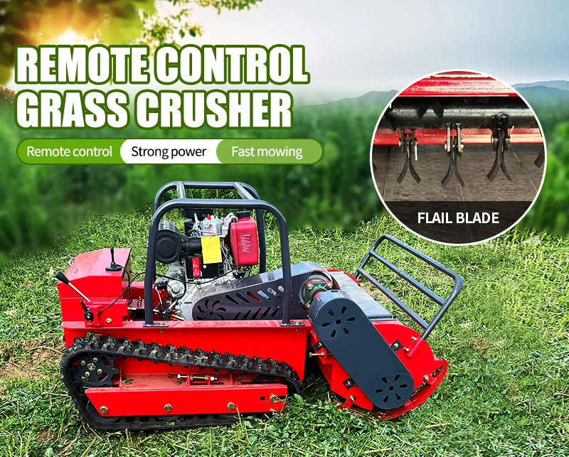 Customized 800mm Grass Robot Slope Crawler Remote Control Flail  Mower