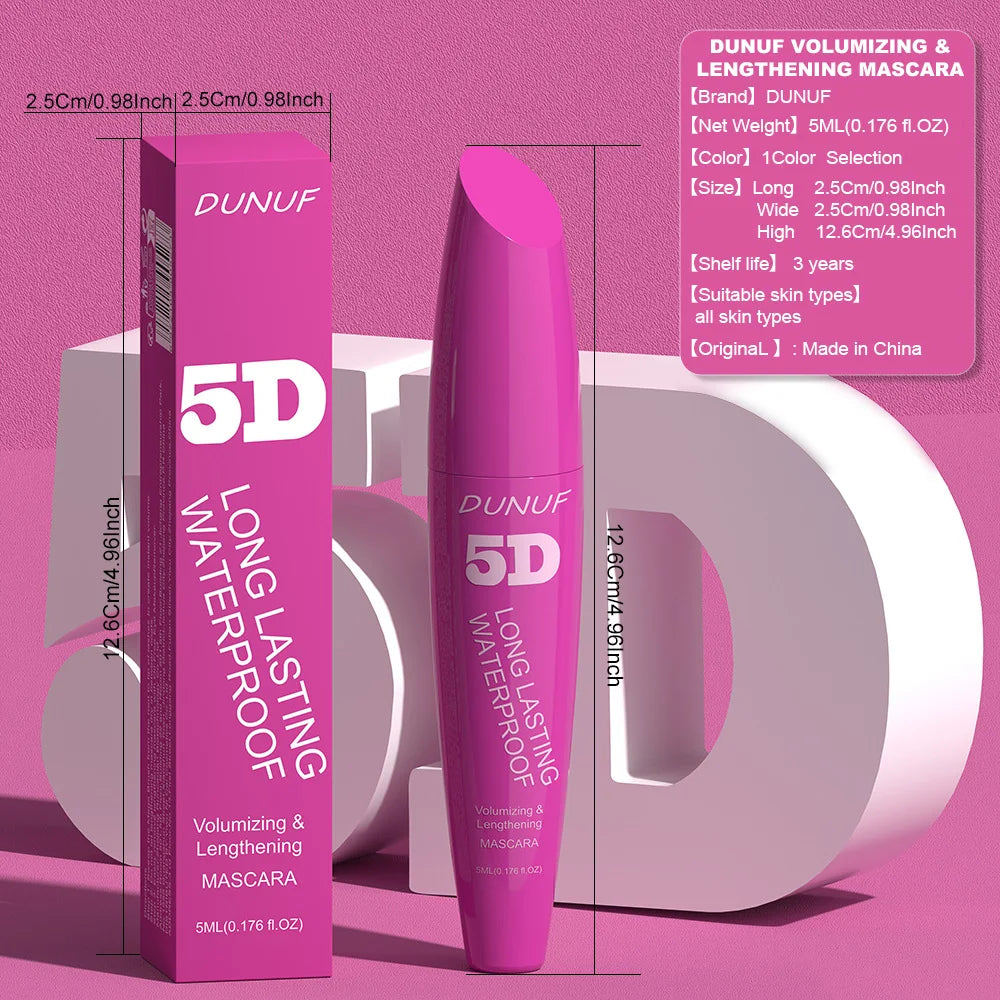 5D Waterproof Mascara Cream Thick Slender 24h Volumizing Lash Makeup Eyelash Curling Lengthening Lasting Eyelash Cream