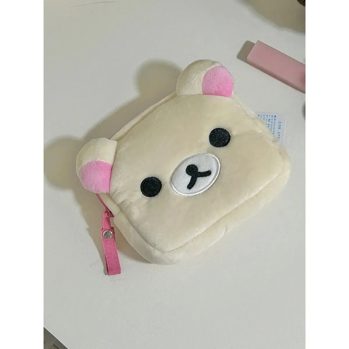 Kawaii Rilakkuma Pencil Bag Makeup Organizer Storage Bag Cartoon Bear Plush Multi Case Kawaii Cosmetic Bags Vanity Beauty Case