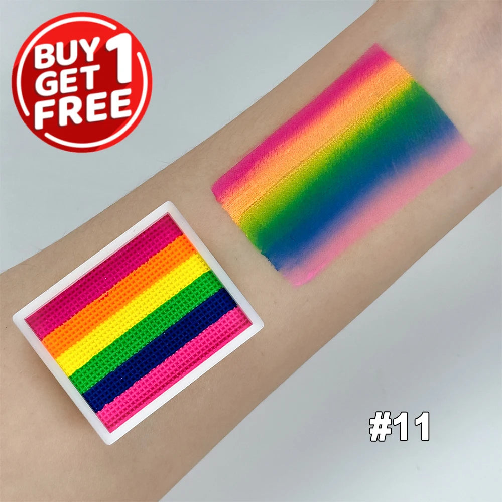 2pcs Rainbow Face & Body Paint,8g Split Cake Non-Toxic Paint Makeup Palette-Vibrant Mixed Colors For Festivals,Butterfly Makeup