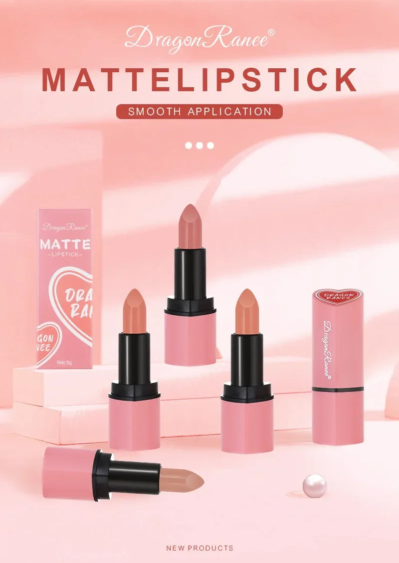 Cute Love Heart Lipstick Velvet Matte Nude Lipstick Pink Red Waterproof Lasting Lipsticks Stain Lip Balm Set Lip Tint Makeup