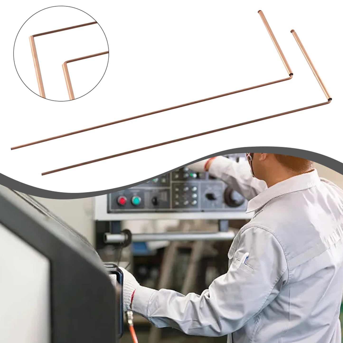 2Pcs 99.9% Copper Divining Dowsing Rods Metal Detector For Water Treasure Finding Tools Copper Probing Rod 13.86X6.93X0.71Inches