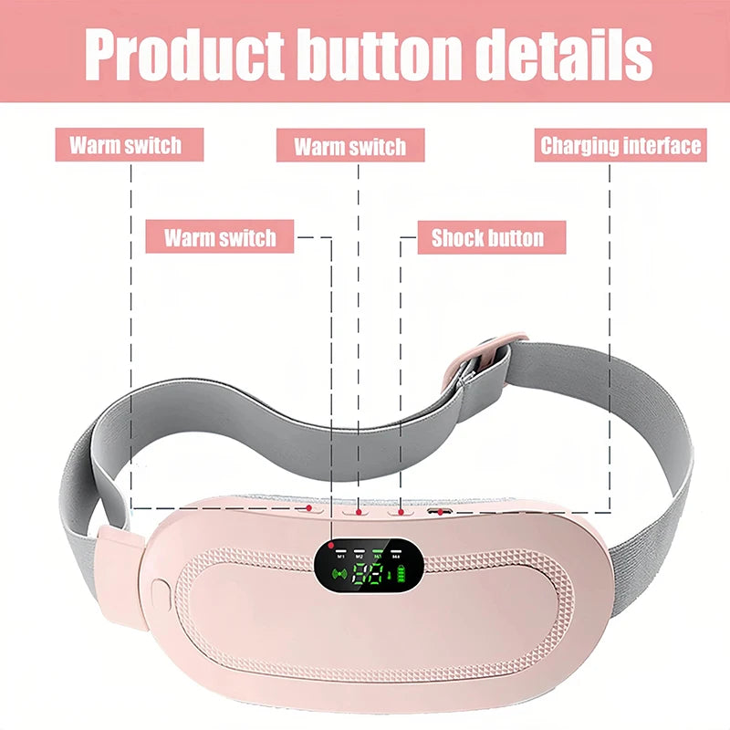 NEW Electric Period Cramp Massager Vibrating Pad Belt for Menstrual Colic Relief Pain Waist Abdominal Palace Belt