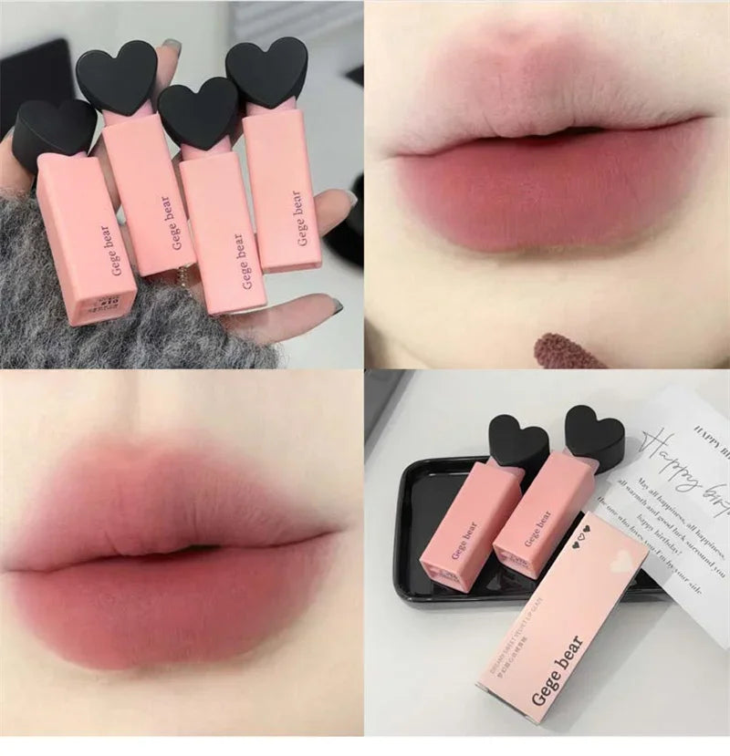 Dream Love Heart Lipstick Velvet Matte Lip Mud Clay Lip Gloss Liquid Lip Tint Cream Pigment Long Lasting Silky Lips Cosmetics