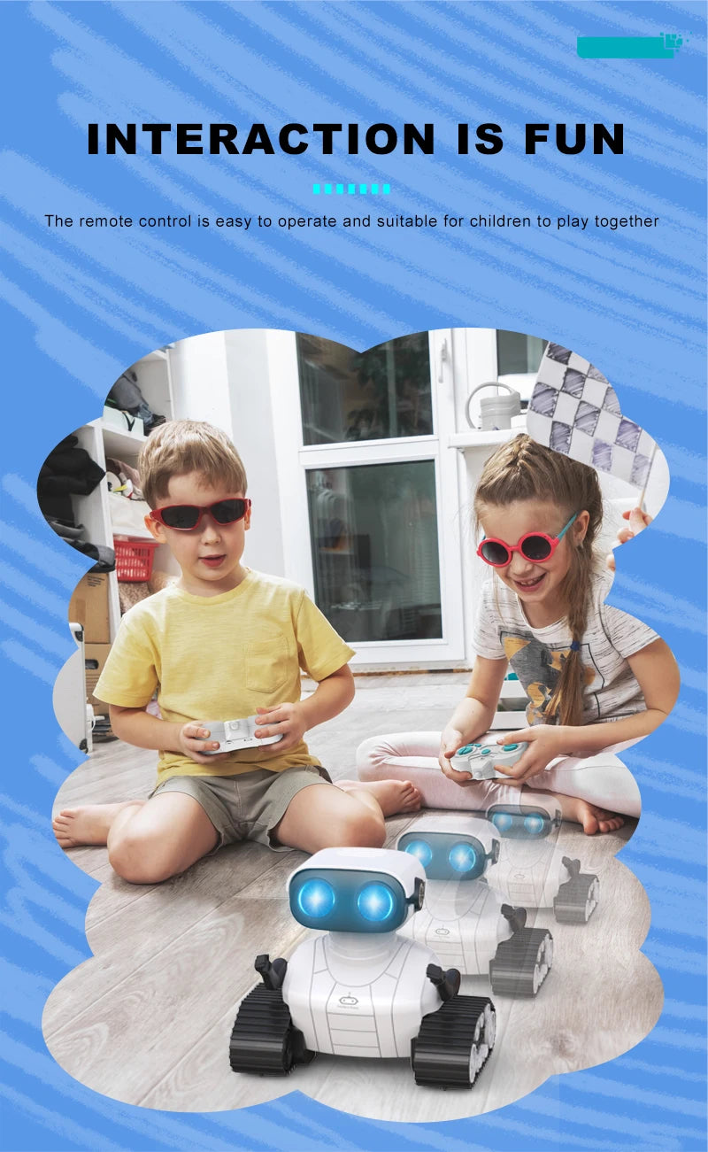 Ebo Robot Toys Rechargeable RC Robot For Kids Boys And Girls Remote Control Toy With Music And LED Eyes Gift For Children's