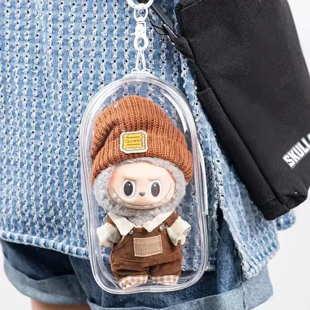 Labubu Mini 4.0 Transparent Protector Case Display Bag For Labubu V1 V2 V3 V4 Storage Bag Doll Outfit Accessories Only Case