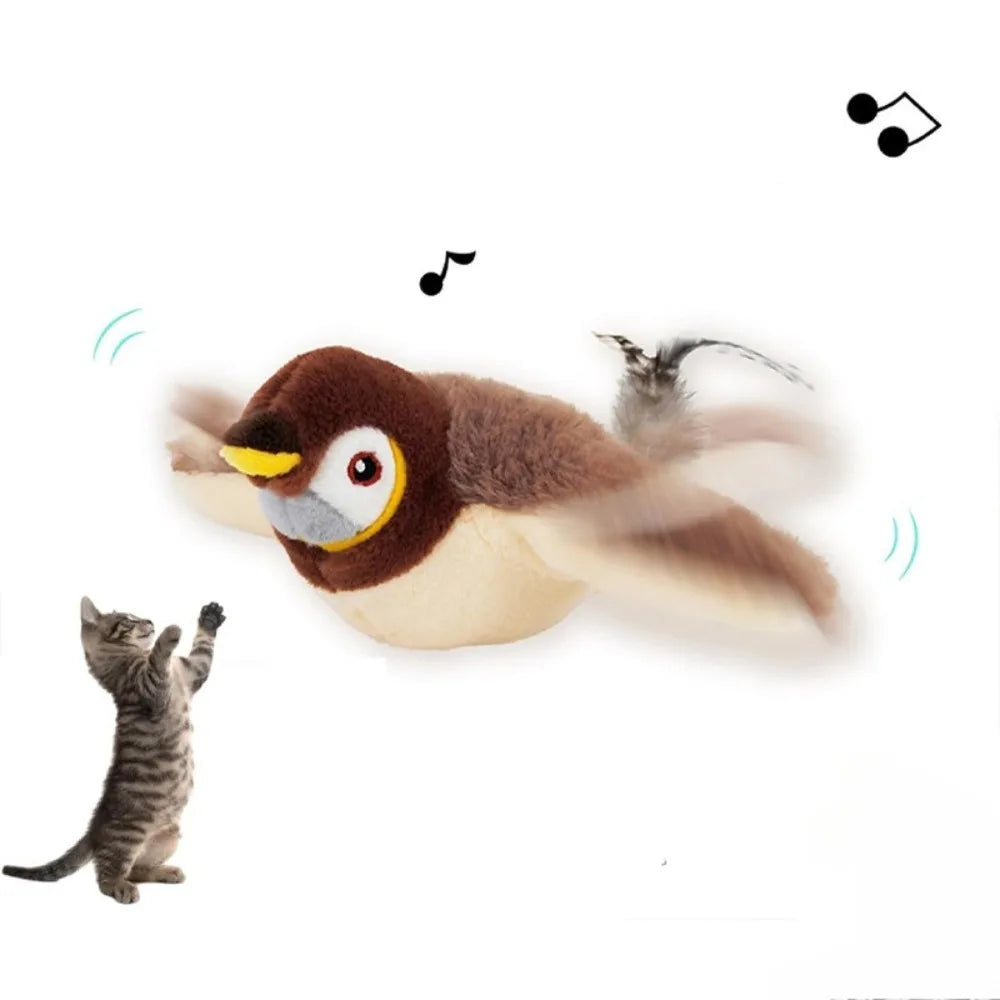 Simulated Bird Cat Toy Touch Sensitive Plush Toy Rechargeable Chirping Flapping Bird Cat Toy Touch Squeak Bird Plush Toy