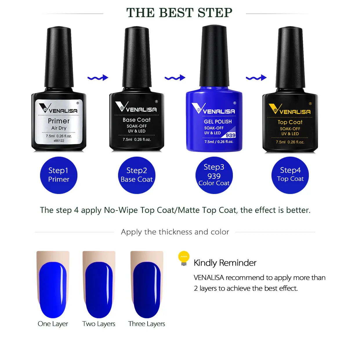 VENALISA Nail Gel Polish Semi Permanent Gellack Nail Art Salon TPO Free Glitter 7.5ml Soak off Organic UV LED Nail Gel Varnish