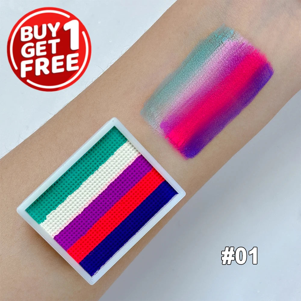 2pcs Rainbow Face & Body Paint,8g Split Cake Non-Toxic Paint Makeup Palette-Vibrant Mixed Colors For Festivals,Butterfly Makeup