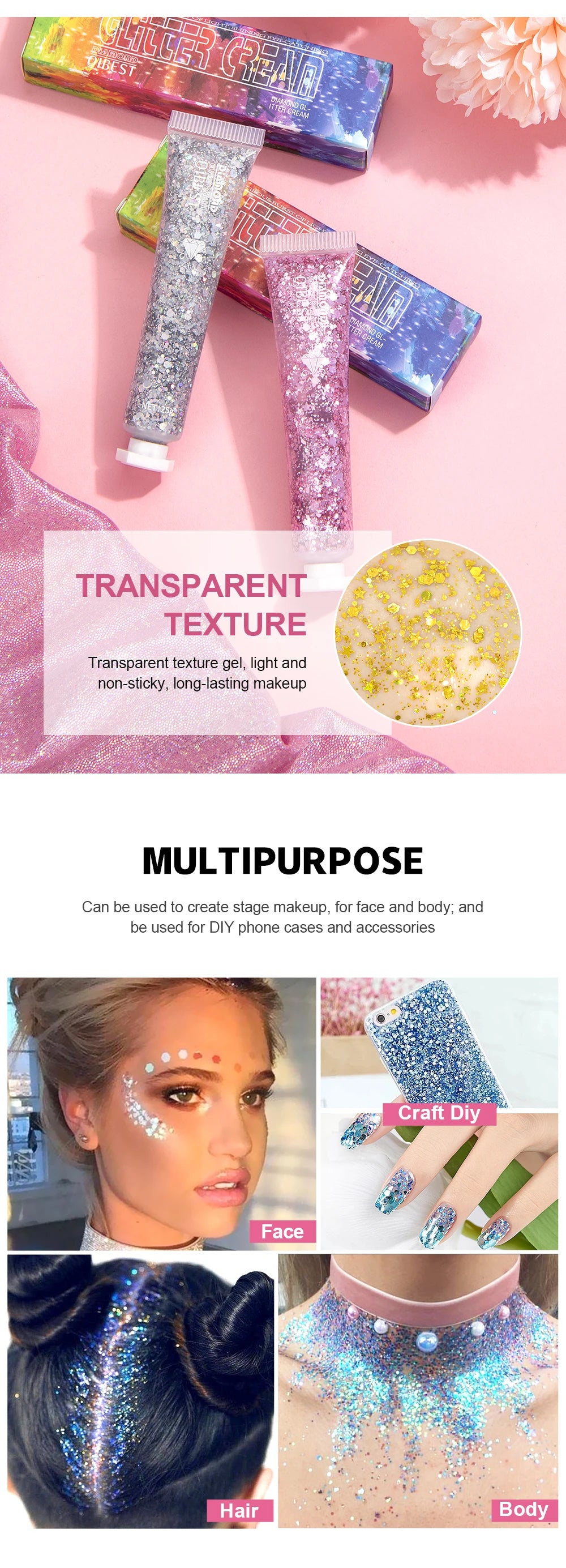 6 Colors Holographic Body Glitter Gel Set Christmas Party Makeup Face Eye Lips Hair Nail Cosmetic Festival Glitter Eyeshadow