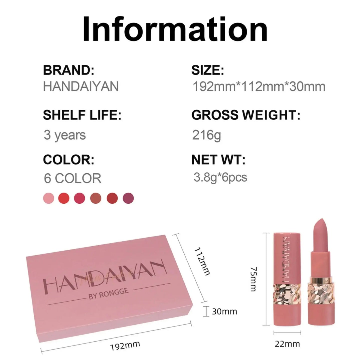 6PCS Velvet Matte Lipstick Set Highly Pigmented Long Lasting Non Drying Silky Smooth Lip Makeup Gift Box For Women