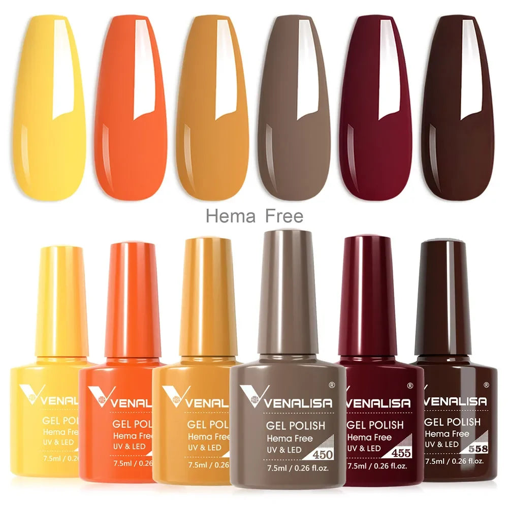 Venalisa Nail Gel Polish Fall Nails HEMA/TPO FREE Winter Christmas Color Kit Soak off UV LED Semi Permanent Nail Gel 6pcs Kit