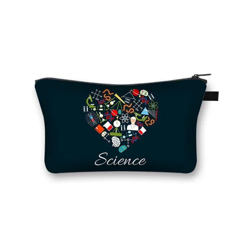 Periodic Table of Elements Print Cosmetic Case Science Chemistry Makeup Storage Pouch Beauty Bag Napkin Bag Lipstick Bag Gift
