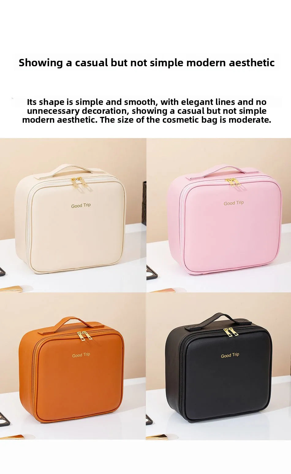 Premium LED Travel Cosmetic Bag with Mirror Women's Portable Large Capacity Makeup Brush Case Portable Partition Beauty Bag