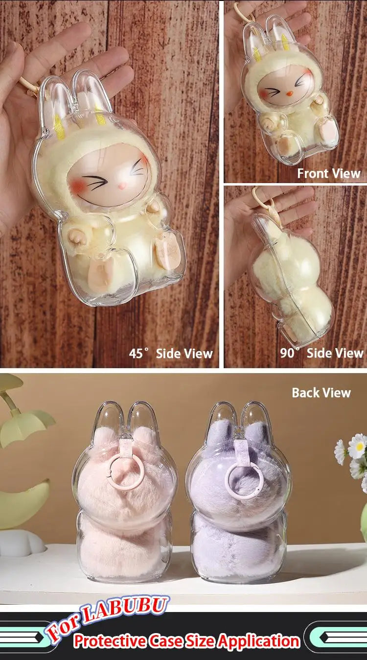 The Monsters Labubu Transparent Protective Case V1 and V2 Macaron Display Storage Organizer Box Labubus Accessories Gifts