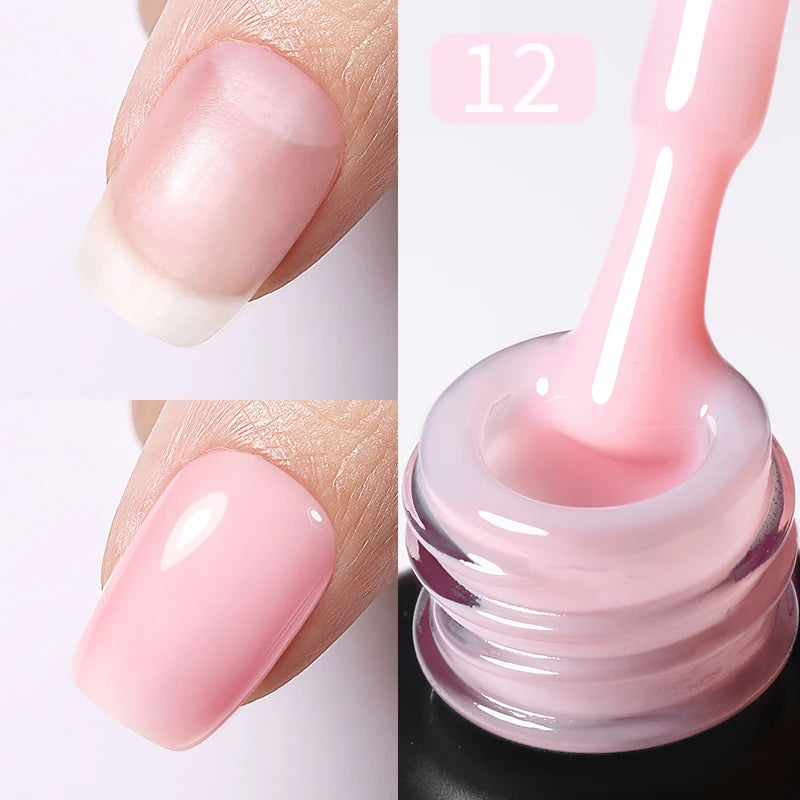 BORN PRETTY 15ml Milky Pink Rubber Base Gel Nail Polish Glitter Semi-Permanent Varnish Soak Off Self Leveling UV LED Polish