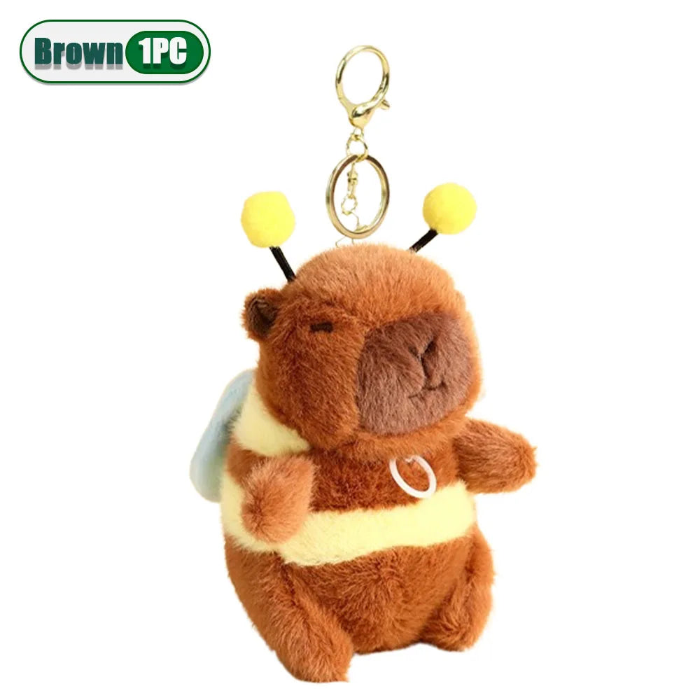 Cute Cartoon Capybara Pendant Capybara Drawing Jitterbug Wings Bee Water Dolphin Keychain  Plush Bee  Doll Bag Hanging Ornaments