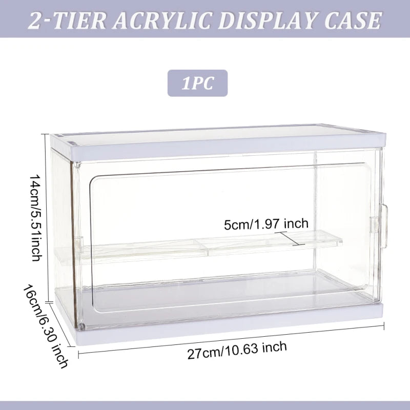 1pc Clear Acrylic Display Case Box Dupstproof Protection Showcase with Black Base Countertop Box Cube Organizer Stand Riser