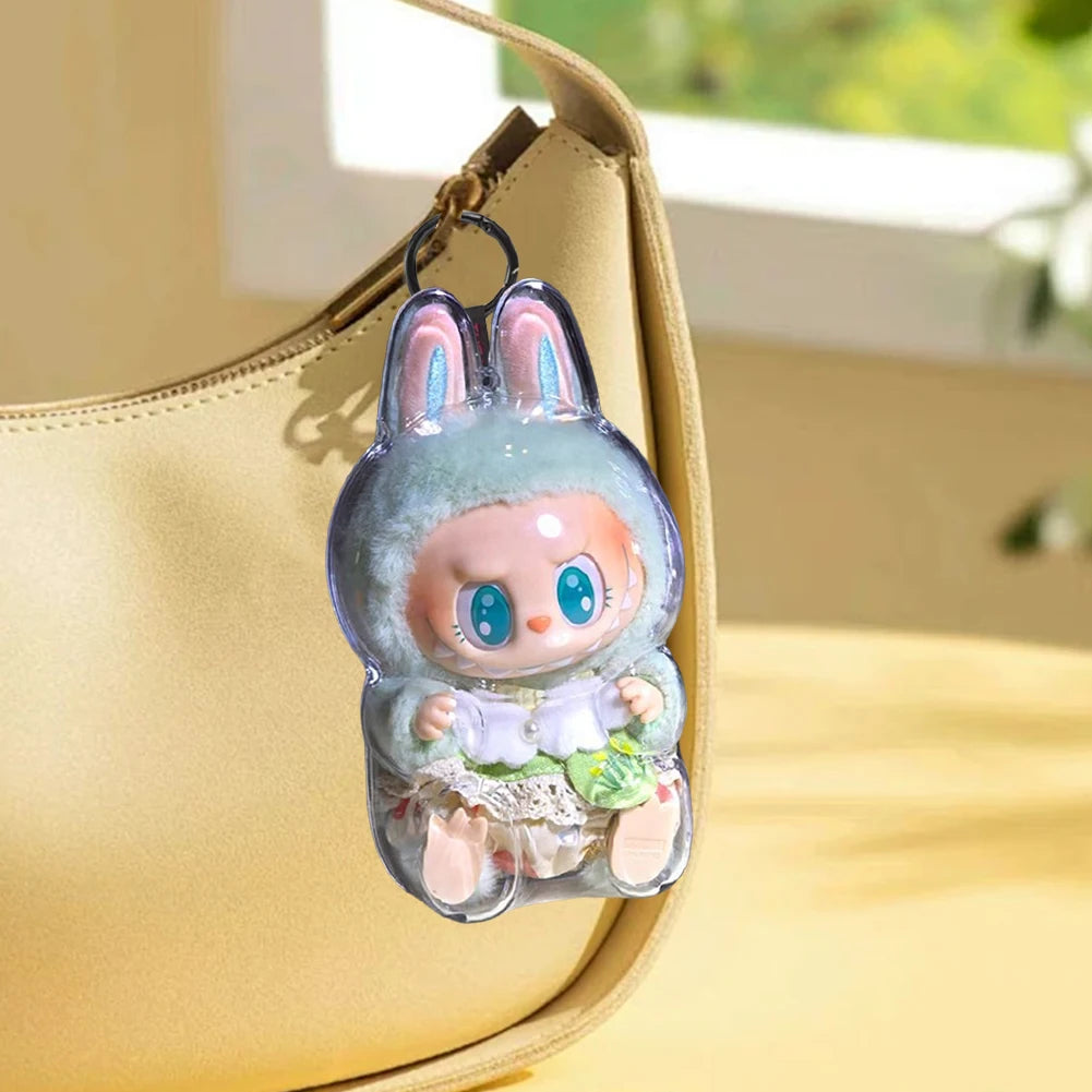Protective Case for Labubu Have a Seat Transparent Protective Cover for Labubu Doll Plastic Clear Display Box Easy Installation