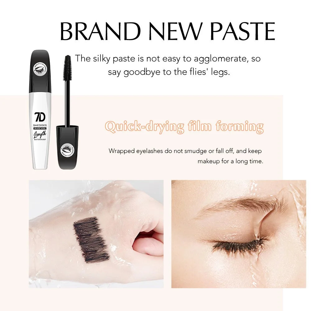 1/2/3PCS 7D Fiber Mascara Ultra Lengthening & Thickening Mascara Brush False Eyelash Effect Waterproof Mascara Black Fiber Masca